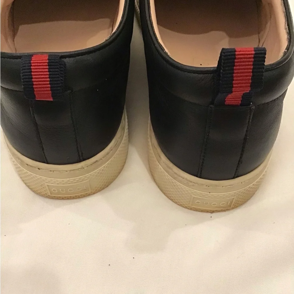 Gucci Tan Monogram Slip-On Loafers with Wolf Motif